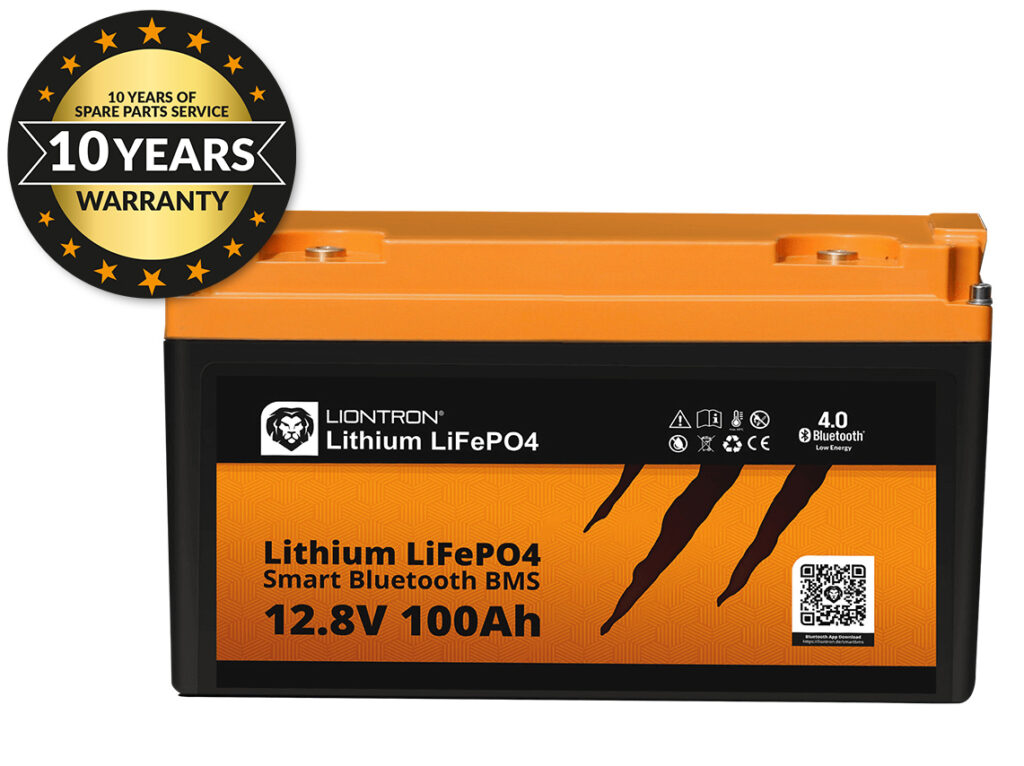 LIONTRON 100Ah LiFePO4 battery with 10 year warranty graphic